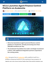 W3.io Launches Agent Finance Control Platform on Avalanche