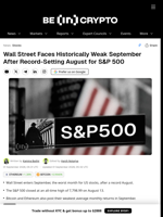 Wall Street Faces Historically Weak September After Record-Setting August for S&amp;P 500
