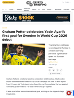 Graham Potter celebrates Yasin Ayari's first goal for Sweden in World Cup 2026 debut