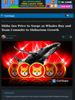 Shiba Inu Price to Surge as Whales Buy and Team Commits to Shibarium Growth