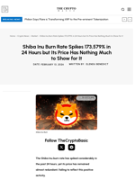 Shiba Inu Burn Rate Spikes 173,579% in 24 Hours but Its Price Has Nothing Much to Show for It