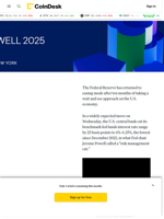 BTC Price News: Fed Cuts Interest Rates 4.25% in 'Risk Management' Move as Bitcoin Eyes Possible Upside