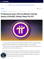 Pi Network Soars 10% As Bitcoin Climbs Above $110000; What’s Next For Pi?