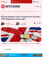 Binance Restores “Earn” Products for UK Users After Regulatory Green Light - 99Bitcoins