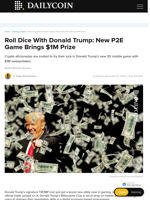 Roll Dice With Donald Trump: New P2E Game Brings $1M Prize - DailyCoin