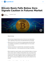 Bitcoin Basis Below Zero Signals Caution in Futures Market
