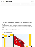 Turkey's ruling party unveils 10% crypto income tax proposal