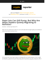 Pepe Coin Can Still Pump, But Why Are Major Holders Quietly Migrating to Remittix?