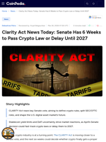 Clarity Act News Today: Senate Has 6 Weeks to Pass Crypto Law or Delay Until 2027