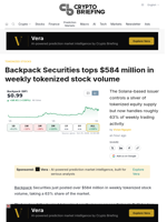 Backpack Securities tops $584 million in weekly tokenized stock volume