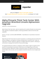 Alpha Pinnacle Think Tank Center With Jonathan Wrenford Unveils Alphavision Upgrade