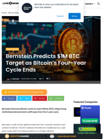 Bernstein Predicts $1M BTC Target as Bitcoin’s Four-Year Cycle Ends | Live Bitcoin News