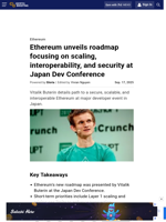 Ethereum unveils roadmap focusing on scaling, interoperability, and security at Japan Dev Conference