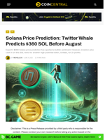 Solana Price Prediction: Twitter Whale Predicts $360 SOL Before August