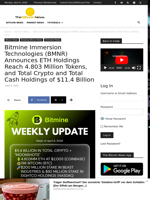 Bitmine Immersion Technologies (BMNR) Announces ETH Holdings Reach 4.803 Million Tokens, and Total Crypto and Total Cash Holdings of $11.4 Billion