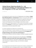 Global Movie Watching Media Co., Ltd. (Gmwman) Building an International Platform for the Integration of Film and Technology - Visionary Financial