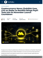 Cryptocurrency News: Chainlink Goes Live on Stellar as Remittix Brings PayFi Tests Into Its November Launch Countdown - TechBullion