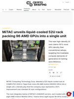 MiTAC unveils liquid-cooled 52U rack packing 96 AMD GPUs into a single unit