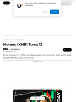 Monero (XMR) Turns 12 - U.Today