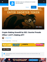 Crypto Staking Greenlit by SEC: Snorter Presale Offers 1,273% Staking APY