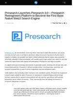 Presearch Launches Presearch 3.0 - Presearch Reengineers Platform to Become the First Base Native Web3 Search Engine - Visionary Financial