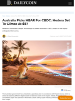 Australia Picks HBAR For CBDC: Hedera Set To Climax At $5? - DailyCoin