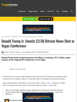 Donald Trump Jr. Unveils $2.5B Bitcoin Moon Shot at Vegas Conference 