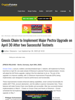 Gnosis Chain to Implement Major Pectra Upgrade on April 30 After two Successful Testnets