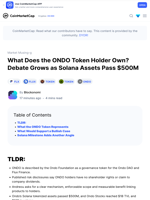 What Does the ONDO Token Holder Own? Debate Grows as Solana Assets Pass $500M: Guest Post by Blockonomi | CoinMarketCap