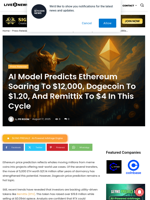 AI Model Predicts Ethereum Soaring To $12,000, Dogecoin To $1.20, And Remittix To $4 In This Cycle | Live Bitcoin News