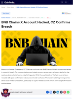 BNB Chain’s X Account Hacked, CZ Confirms Breach