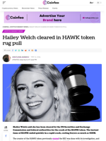 Hailey Welch cleared in HAWK token rug pull - Coinfea