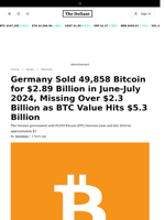 Germany Sold 49,858 Bitcoin for $2.89 Billion in June-July 2024, Missing Over $2.3 Billion as BTC Value Hits $5.3 Billion - 