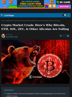Crypto Market Crash: Here's Why Bitcoin, ETH, SOL, ZEC, & Other Altcoins Are Falling