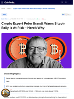 Crypto Expert Peter Brandt Warns Bitcoin Rally Is At Risk - Here's Why