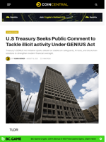 U.S Treasury Seeks Public Comment to Tackle illicit activity Under GENIUS Act