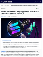Solana Price Breaks Key Support—Could a 20% Correction Be Next for SOL?