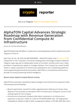 AlphaTON Capital Advances Strategic Roadmap with Revenue Generation from Confidential Compute AI Infrastructure