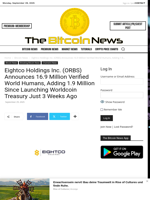 Eightco Holdings Inc. (ORBS) Announces 16.9 Million Verified World Humans, Adding 1.9 Million Since Launching Worldcoin Treasury Just 3 Weeks Ago