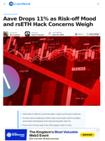 Aave Drops 11% as Risk-off Mood, rsETH Hack Concerns Weigh