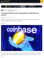Coinbase Debuts Token Sales Platform with Monad Launch