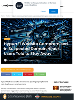 HypurrFi Website Compromised in Suspected Domain Hijack, Users Told to Stay Away | Live Bitcoin News