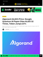Algorand (ALGO) Price: Google Quantum AI Paper Cites ALGO 32 Times, Token Jumps 23% - CoinCentral