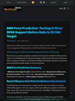 BNB Price Prediction: Testing Critical $998 Support Before Rally to $1,150 Target - Blockchain.News