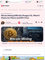 Bitcoin Mining Difficulty Down 11%, What It Means for BTC Price