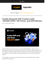 Toobit Rewards P2P Traders with 150,000 USDT, VIP Perks, and APR Boosts