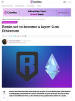 Ronin set to become a layer-2 on Ethereum - Coinfea