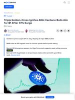 Cardano Bulls Eye $1 After 37% Surge and Triple Cross