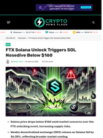 FTX Solana Unlock Triggers SOL Nosedive Below $160 - Crypto News Flash