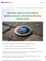 SOL price outlook as three Solana platform announce shut down after Step Finance hack - CoinJournal